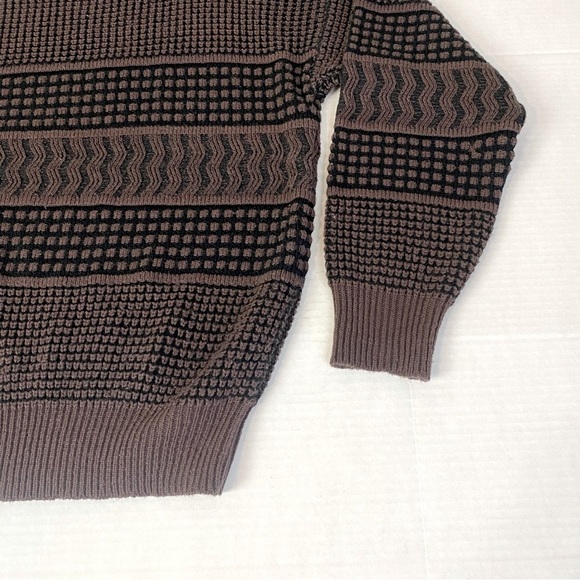 Spettro 90’s Brown/Black Crew Neck Grandpa Holiday  Knit Sweater Size XL - Picture 3 of 5